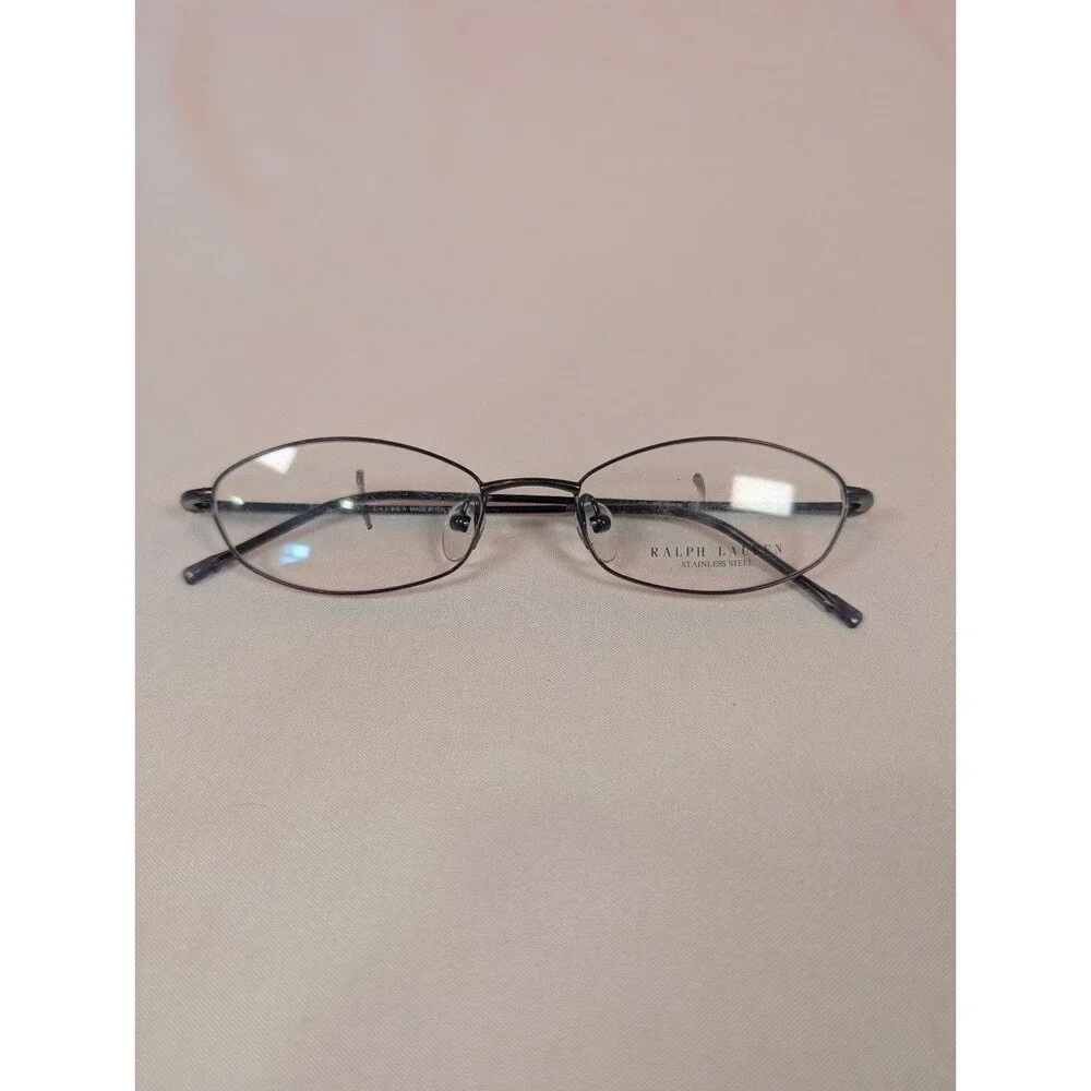 Vintage Ralph Lauren 1409 Kids Stainless Steel Small Oval Eyeglass Frames Italy